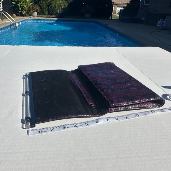 White House Black Market Purple Snakeskin Clutch Evening Bag - Picture 12 of 14